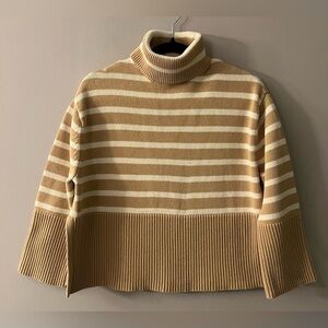 GAP Tan and Cream Striped Turtleneck Sweater